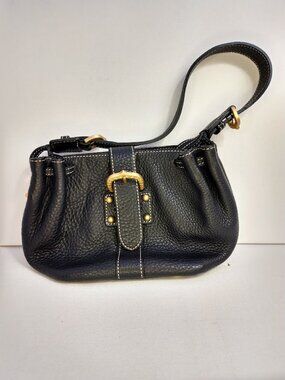 Dooney & Bourke Black Pebbled Leather Purse Mini Gathered Sac